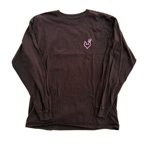 Browning Long Sleeve Shirt Brown Pink Heart Buck Doe Graphic Tee Mens Large